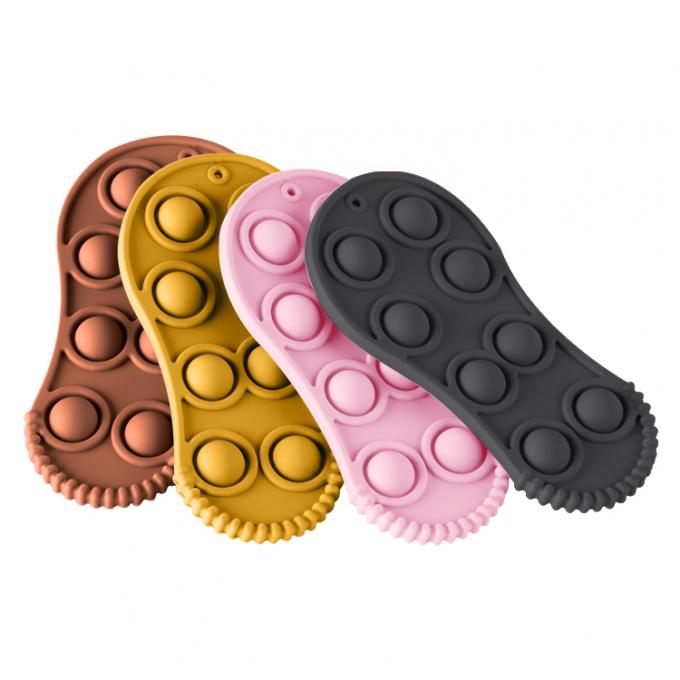Bebé formado zapato suave orgánico Teether del silicón del juguete de la tensión de la persona agitada del silicio de 2021 niños del nuevo producto