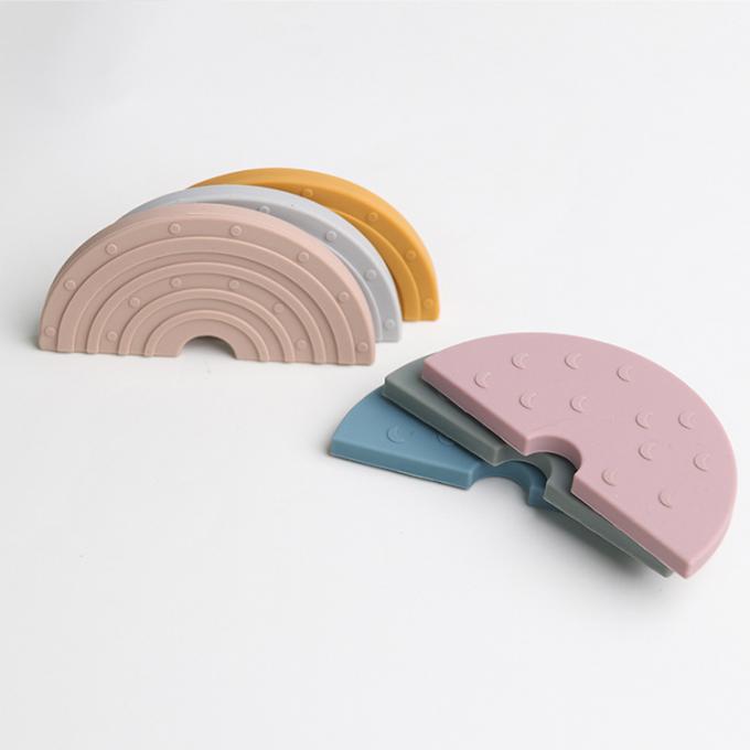 2021 juguete libre de encargo de Teether del silicón de la dentición del bebé del arco iris del silicón del nuevo producto BPA