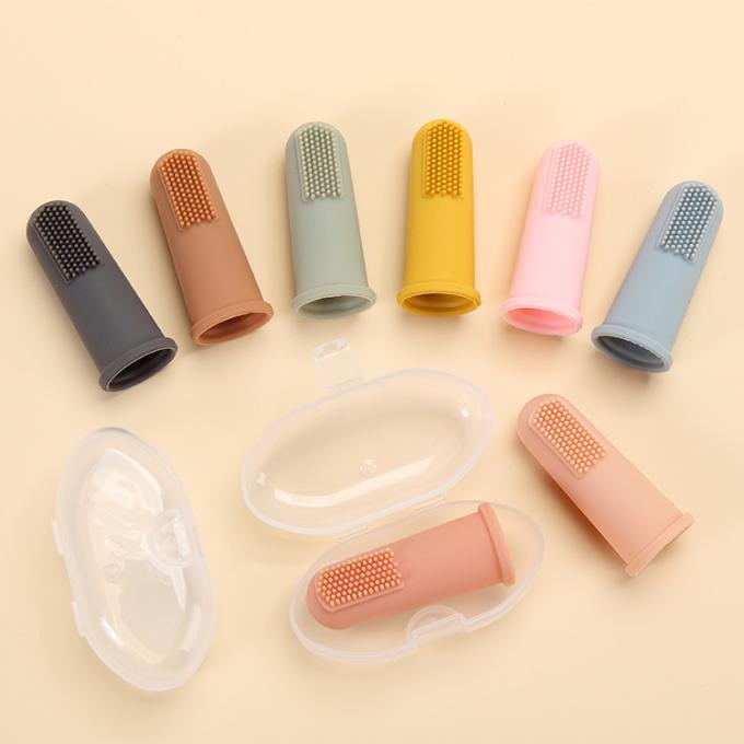 cepillo de dientes suave modificado para requisitos particulares del finger del silicón con las cajas de empaquetado para el bebé