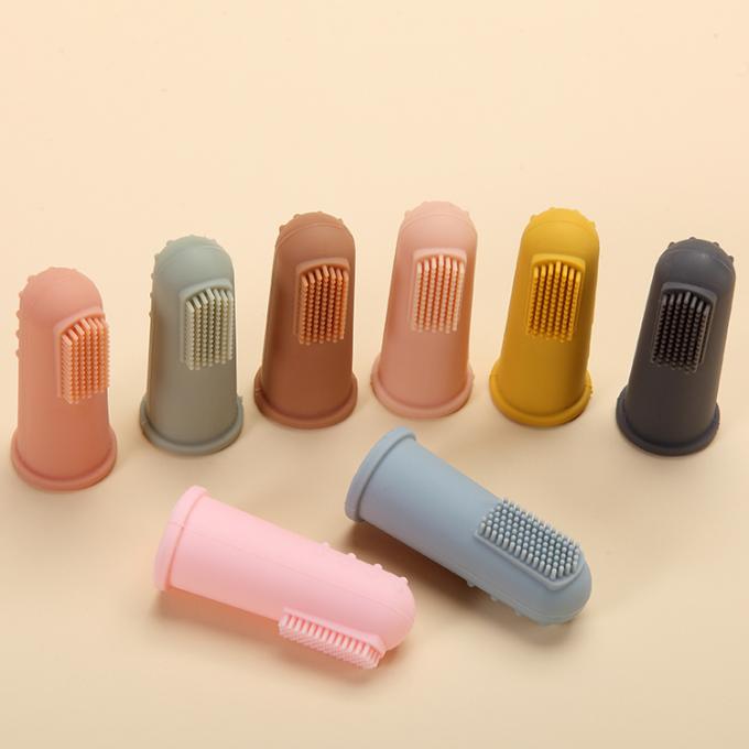cepillo de dientes suave modificado para requisitos particulares del finger del silicón con las cajas de empaquetado para el bebé