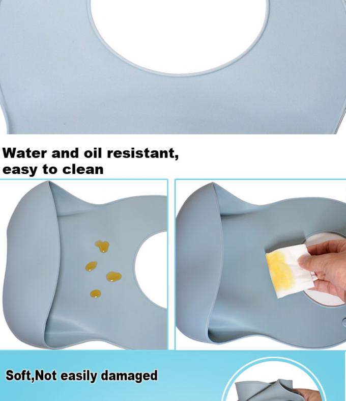 OEM superior de la fabricación fácil para limpiar el babero impermeable del silicón del bebé