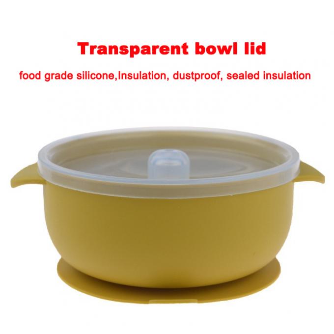 Cuenco del bebé con silicio de alimentación del silicón del niño de la succión de la impresión de la tapa solo Cuatomized de encargo cargado manual el 14.5*11.5*6cm disponible