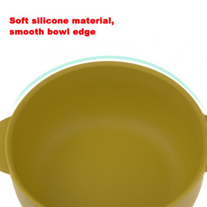 Cuenco del bebé con silicio de alimentación del silicón del niño de la succión de la impresión de la tapa solo Cuatomized de encargo cargado manual el 14.5*11.5*6cm disponible