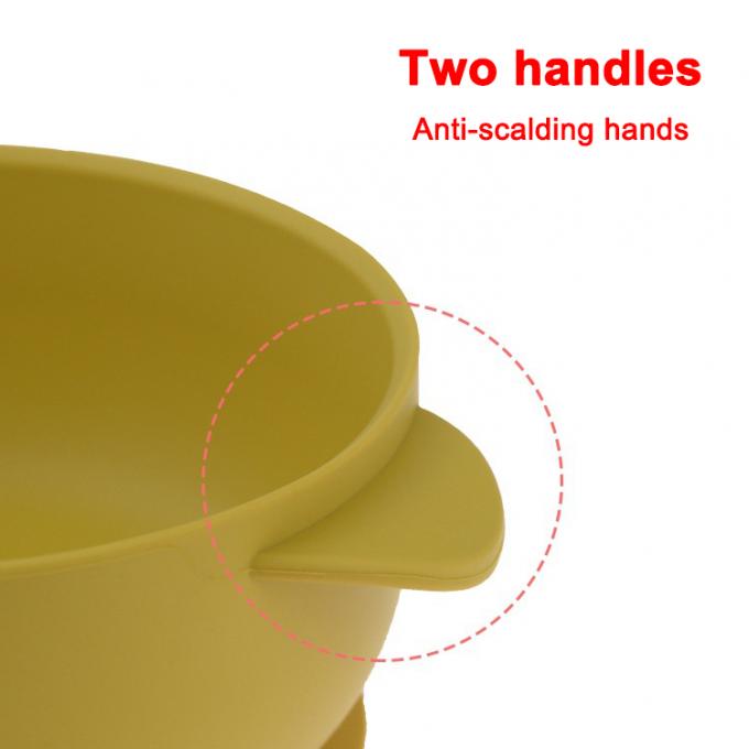 Cuenco del bebé con silicio de alimentación del silicón del niño de la succión de la impresión de la tapa solo Cuatomized de encargo cargado manual el 14.5*11.5*6cm disponible