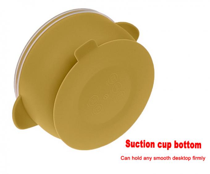 Cuenco del bebé con silicio de alimentación del silicón del niño de la succión de la impresión de la tapa solo Cuatomized de encargo cargado manual el 14.5*11.5*6cm disponible