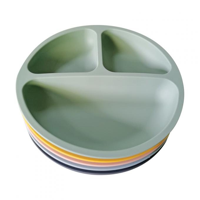 Placa de alimentación del bebé del silicón para las cavidades libres de la categoría alimenticia de la cena BPA 3 modificadas para requisitos particulares alrededor del plato 19.8*19.8*3.1 cm 155g disponible de la placa