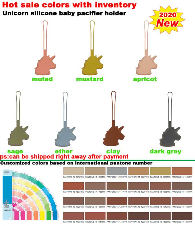 Manija al por mayor los 23.5*9.5cm 48g del sí del silicio de Unicorn Shaped Food Grade Silicone del tenedor del pacificador del bebé de la dentición de Soother de la entrerrosca del bebé