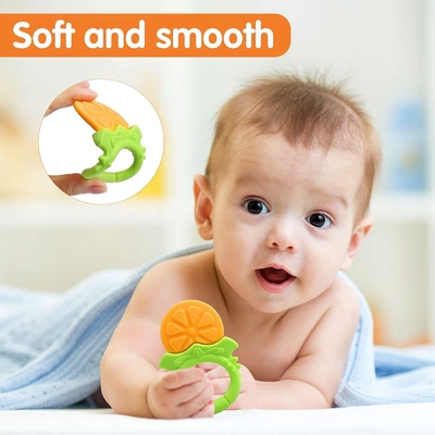 Stylish No Plastic High Temperature Resistance Silicone Baby Teethers for Sensory Exploration