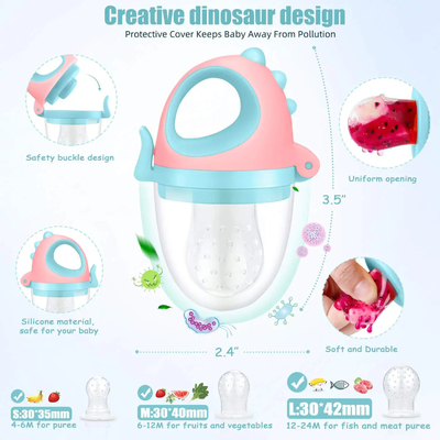 Cute 100% BPA Free Food Grade Silicone Dinosaur Teether Sets For Newborn