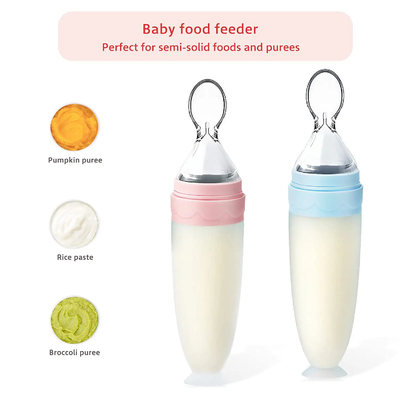 Strong Sealing Silicone Squeeze Spoon Feeder For Infant Food Dispensing And Feeding