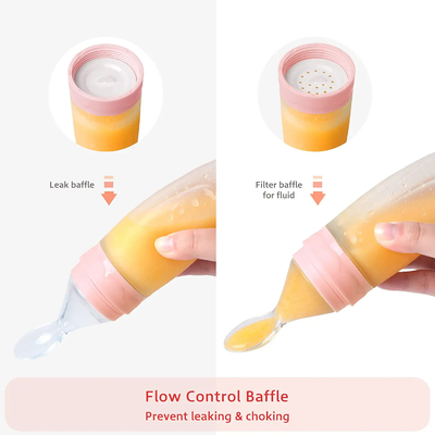 Strong Sealing Silicone Squeeze Spoon Feeder For Infant Food Dispensing And Feeding