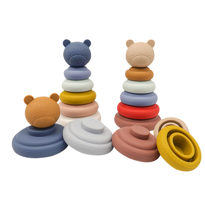Early Educational Silicone Stacking Tower Nesting Building Rings Food Grade