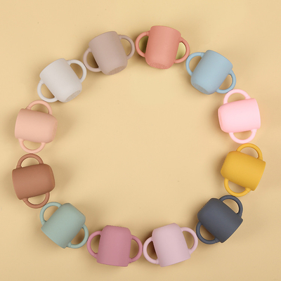 Organic Toddler Silicone Training Cup 11*6*8cm Unbreakable Silicone Drinking Cups