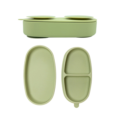 100% Food Grade Silicone Baby Cutlery 2 In 1 Bento Lunch Box With Spoon And Fork