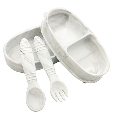 100% Food Grade Silicone Baby Cutlery 2 In 1 Bento Lunch Box With Spoon And Fork