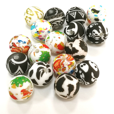Chewable Leopard Print Silicone Beads 12mm Silicone Beads DIY Baby Toy