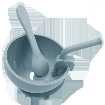 BPA Free Baby Silicone Products Suction Feeding Bowl With Spoon And 10.5cm Straw