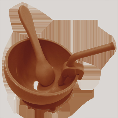 BPA Free Baby Silicone Products Suction Feeding Bowl With Spoon And 10.5cm Straw