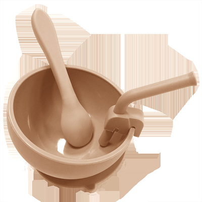BPA Free Baby Silicone Products Suction Feeding Bowl With Spoon And 10.5cm Straw