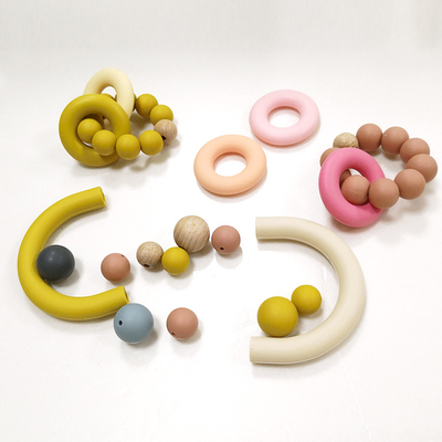 Baby Chewing Silicone Beads Teether Soft Loose U Tube OEM ODM