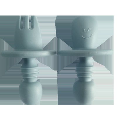 Latex Free Silicone Baby Cutlery Feeding Set BPA Free Eating Spoon With Fork
