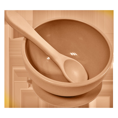 Soft Non Slip Spill Kids Feeding Pink Silicone Suction Bowl And Spoon Latex Free