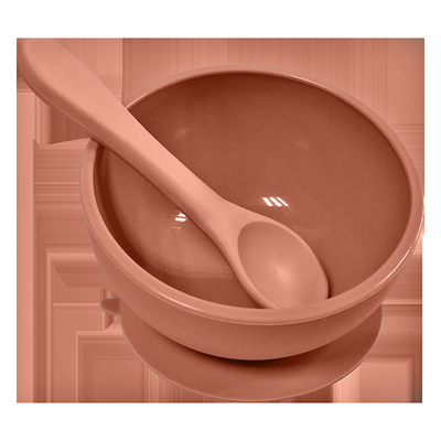 Soft Non Slip Spill Kids Feeding Pink Silicone Suction Bowl And Spoon Latex Free