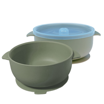 14.5*11.5*6cm Custom Printed Small Silicone Bowls Suction Silicone Bowl With Lid