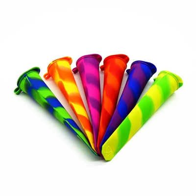 6 Pcs Multicolored Silicone Ice Mold 7.5*1.6in ice pole moulds With Attached Lids