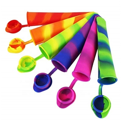6 Pcs Multicolored Silicone Ice Mold 7.5*1.6in ice pole moulds With Attached Lids