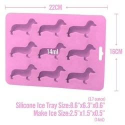 Animal Silicone Ice Mold Dog Shaped Ice Cube Tray 22X16X1.5cm FDA