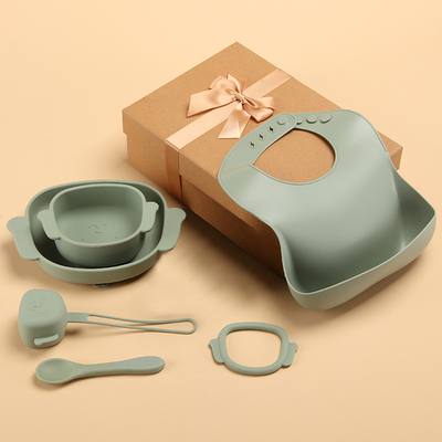 7 Pieces Silicone Suction Weaning Set Bowl And Spoon Set 980g For Dining Room