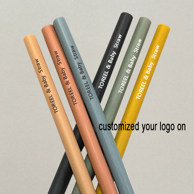 Custom Logo BPA Free Reusable Silicone Straws Foldable Drinking Straw For Baby