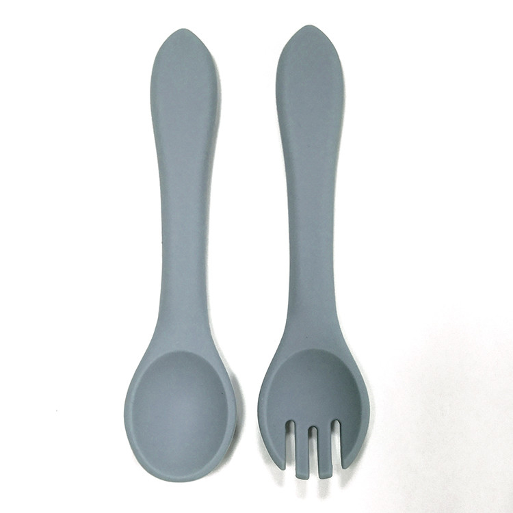 FDA Silicone Fork And Spoon Set Self Feeding Cutlery Nitrosamine Free