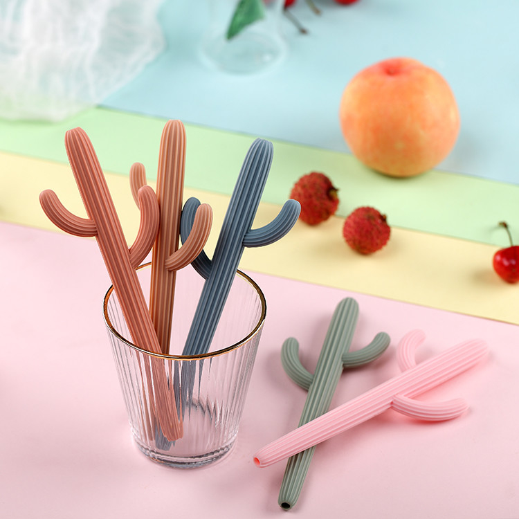 Non Toxic Silicone Cactus Teether BPA Free Teething Toys With 20cm Brush