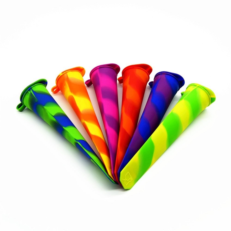 6 Pcs Multicolored Silicone Ice Mold 7.5*1.6in ice pole moulds With Attached Lids