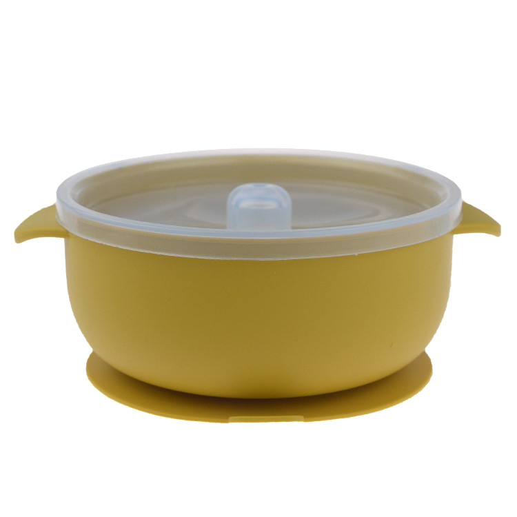 Smooth Edge Custom Print 400ml  BPA Free Suction Silicone Bowl With Lid